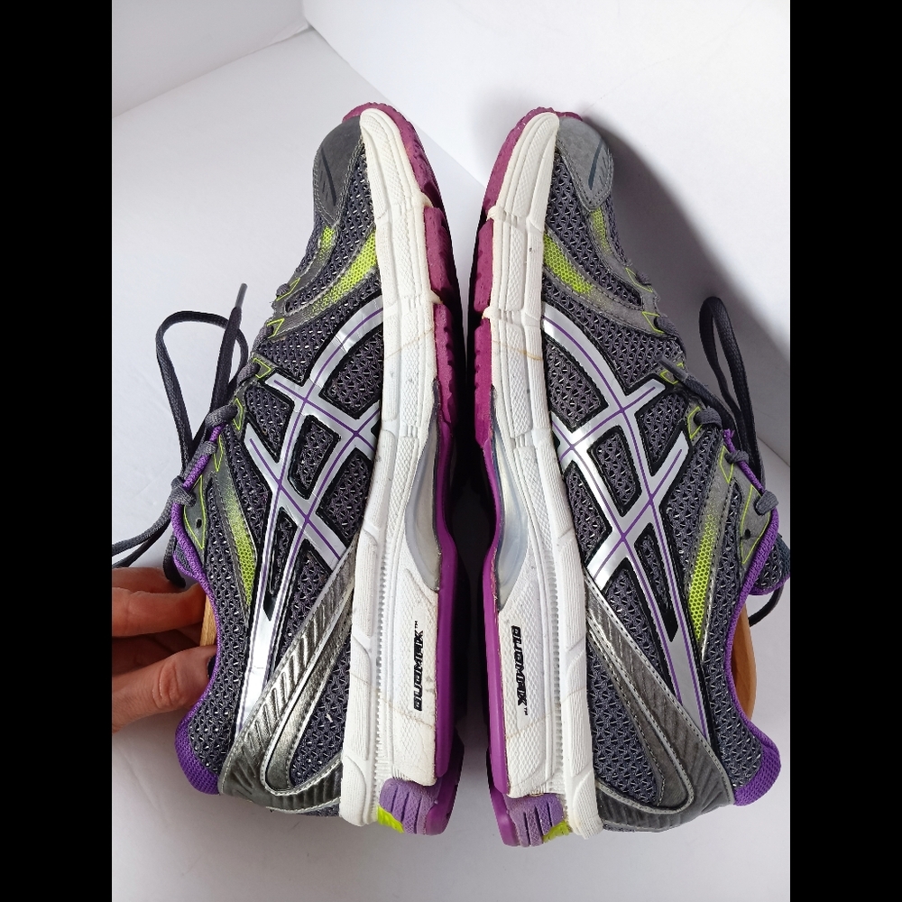 šš Asics Gel Exalt Sneakers Athletic Leather Shoes Purple Green Womens 9 Gray - Picture 5 of 12